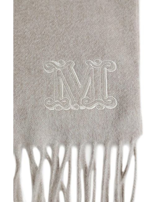 Max Mara Natural Monogram Cashmere Scarf