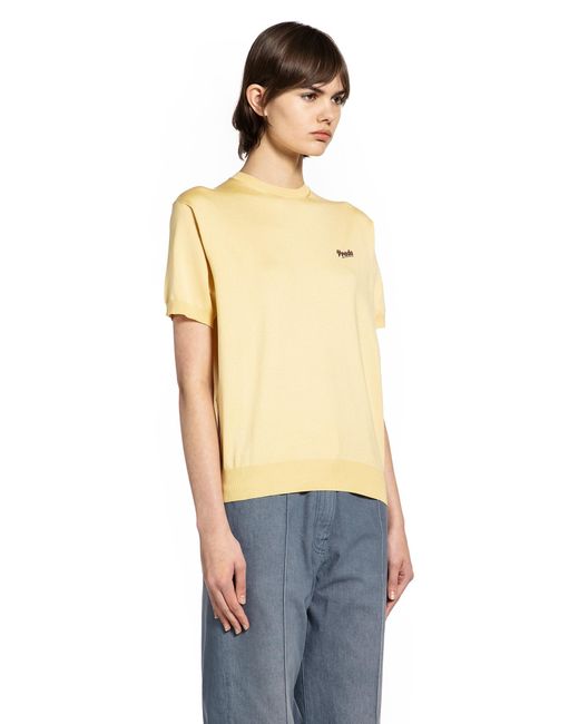Prada Natural Ribbed Crewneck Knit