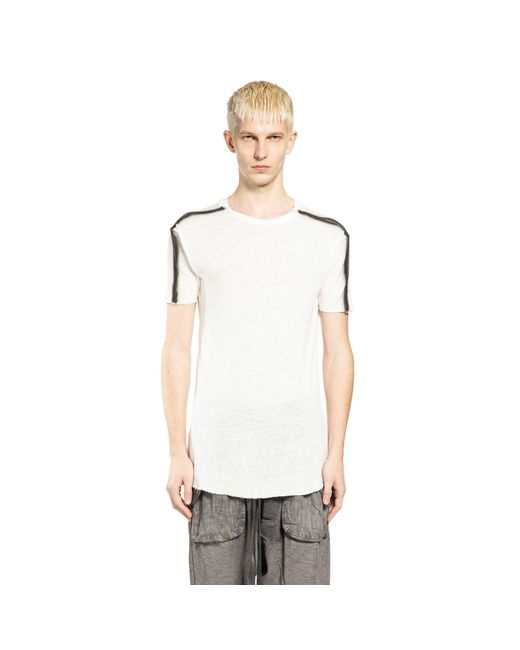 Thom Krom White Spliced Viscose Linen T-Shirt for men