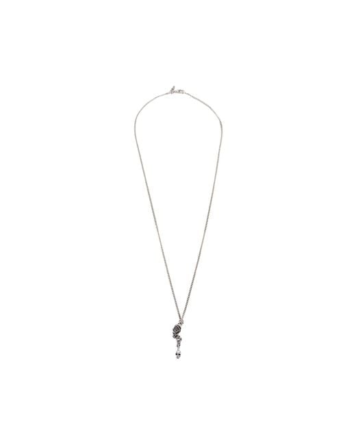 Emanuele Bicocchi Metallic Rose And Skull Pendant Necklace for men
