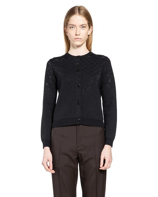 Gucci Black Gradient Gg Crystal Cardigan