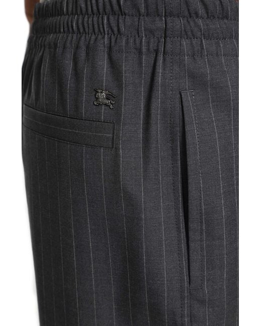 Burberry Black Pinstriped Wool Track Pants for men