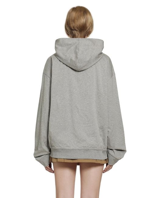 Miu Miu Gray Cotton Jersey-Zip-Up Hoodie