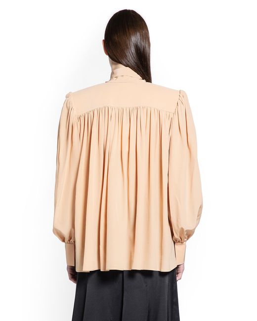 Chloé Natural Oversized Gathered Lavallière Blouse