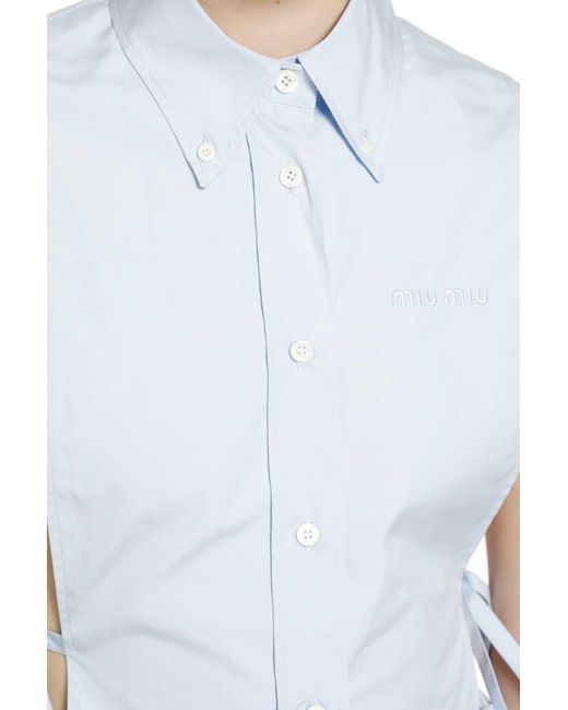 Miu Miu Blue Poplin Mini Dress