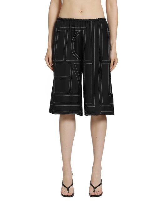 Totême Black Monogram Silk Pj Culottes