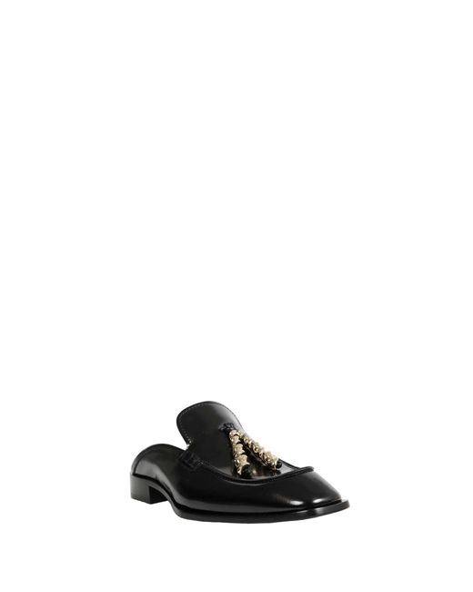 Loewe Black Brushed Leather Edge Loafer Mules