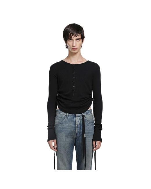 Ann Demeulemeester Black Hamar Wrinkled Serafino Top for men