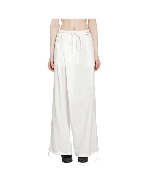 Marni White Cotton Poplin Drawstring Trousers