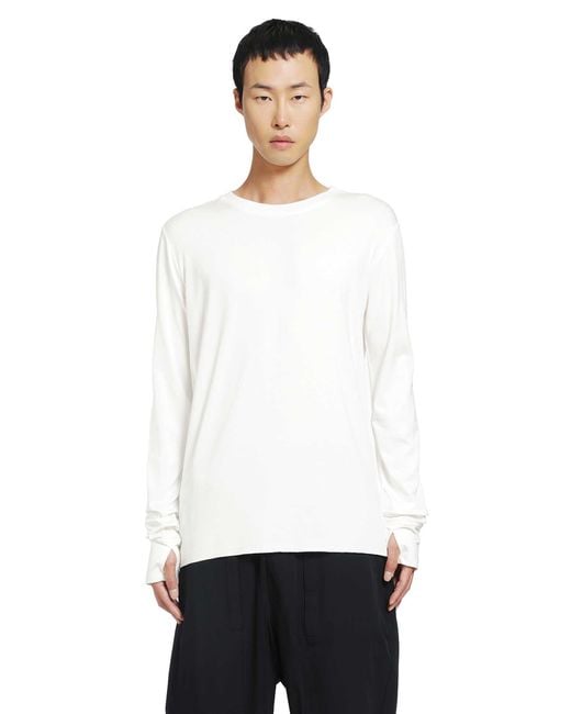 Thom Krom White Stretch Viscose Long Sleeve T-Shirt for men