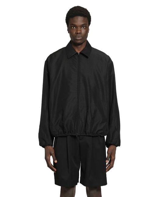 Ssstein Black Wool Silk Collared Zip Jacket for men