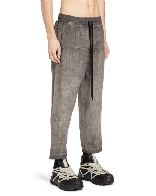Thom Krom Gray Cropped Linen Trousers for men