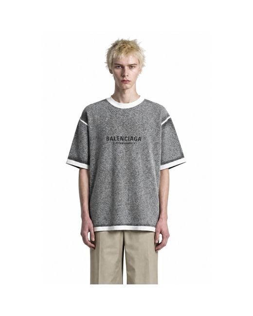 Balenciaga Gray Cotton Short Sleeve T-Shirt for men