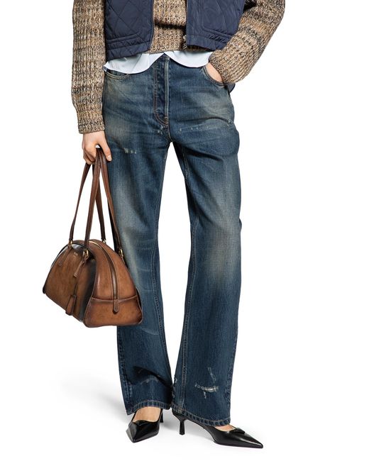 Prada Blue Straight Leg Washed Denim Jeans