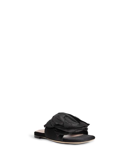 Simone Rocha Black Pressed Rosette Slides