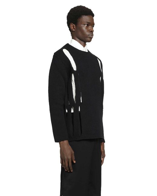 Comme des Garçons Black Cut-Out Knitted Sweater for men
