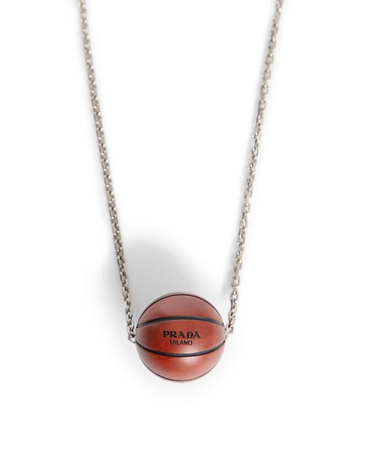 Prada White Basketball Necklace for men