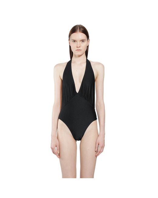 Saint Laurent Black Backless Halter Swimsuit