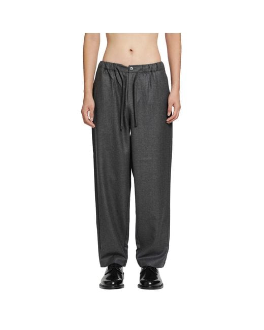 ROSE BURRITO Black Wool Flannel Pyjama Trousers for men