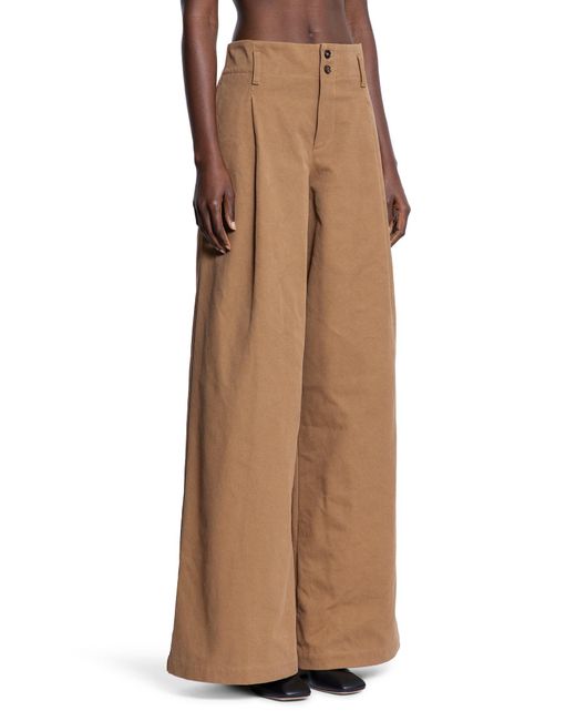 Chloé Brown High-rise Wide-leg Pants In Cotton Canvas