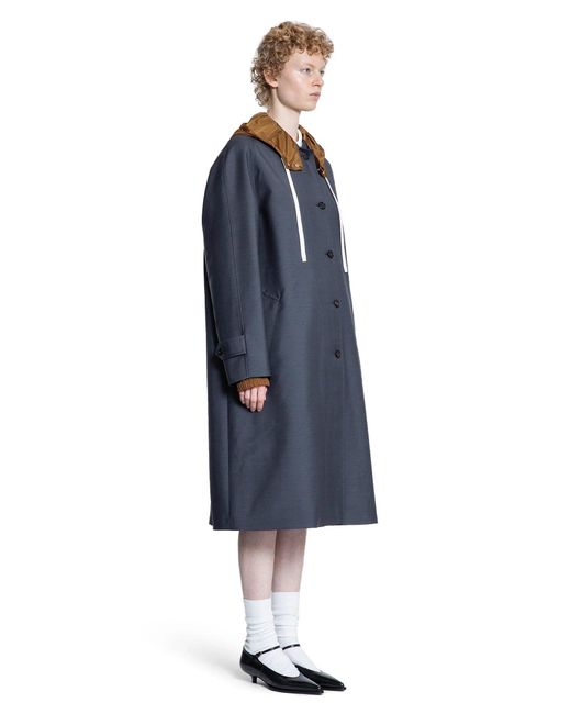 Miu Miu Blue Single-Breasted Kid Mohair And Technical Pongé Coat
