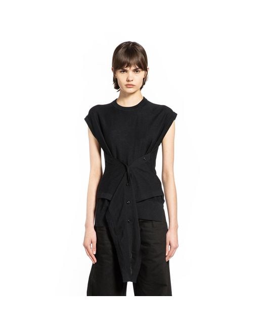 Lemaire Black Sleeveless Buttoned Top