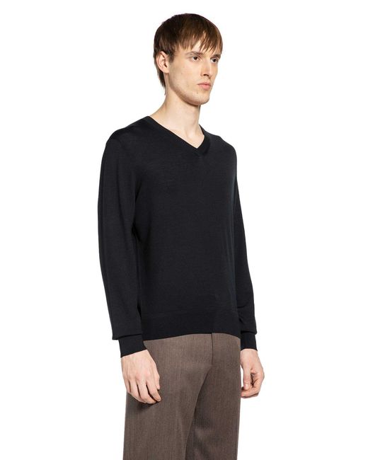 Tom Ford Black Wool V-Neck Sweater for men