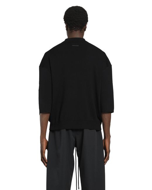 Fear Of God Black Signature 3/4 Sleeve 90S Knit Polo for men