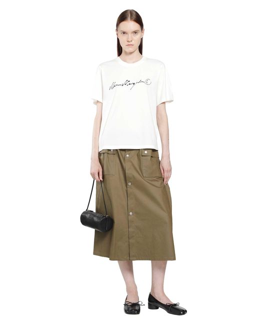 MM6 by Maison Margiela Green Coated Cotton Midi Skirt