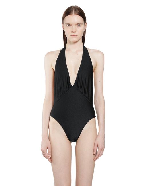 Saint Laurent Black Backless Halter Swimsuit