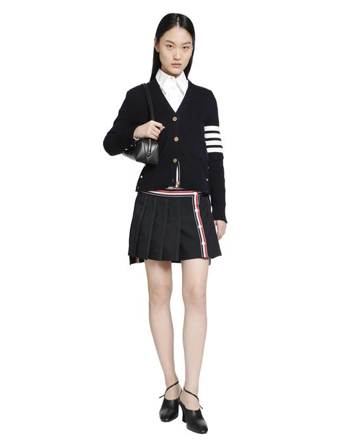 Thom Browne Black Milano Classic 4-Bar V-Neck Cardigan