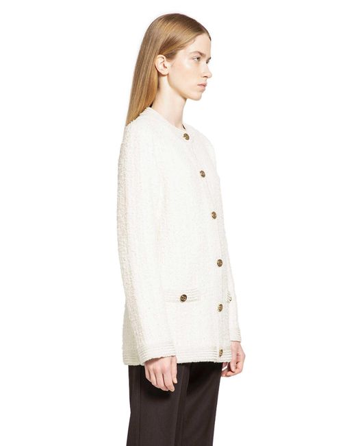 Gucci White Bouclé Lurex Wool Cardigan