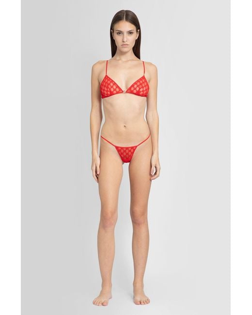 Gucci GG Semi-sheer Lingerie Set in Red