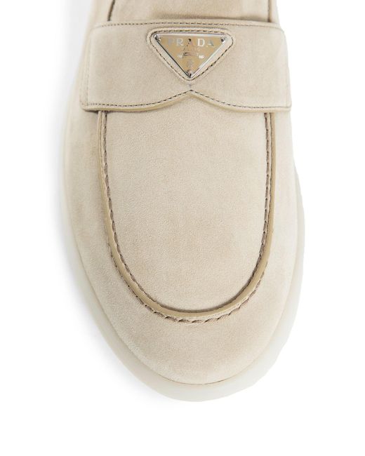 Prada White Saint-Tropez Suede Loafers for men
