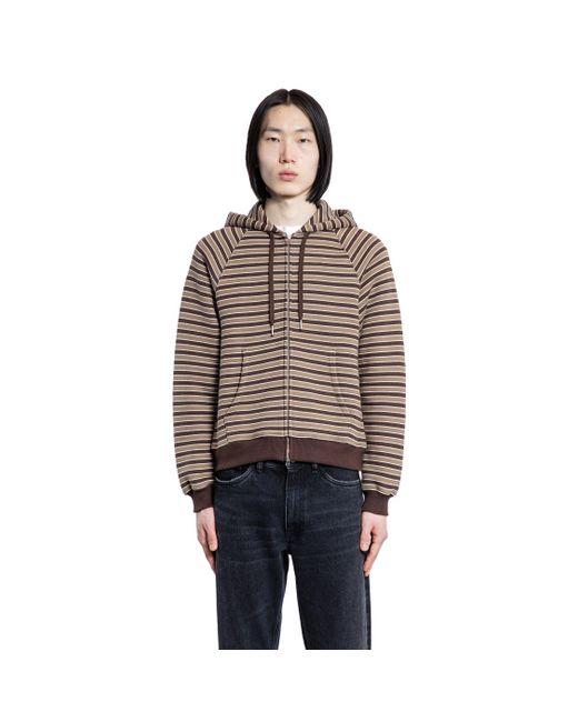 Stockholm Surfboard Club Brown Striped Zip-Up Hoodie for men