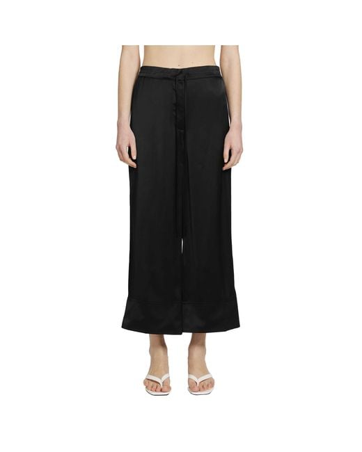 Totême Black Satin Drawstring Trousers