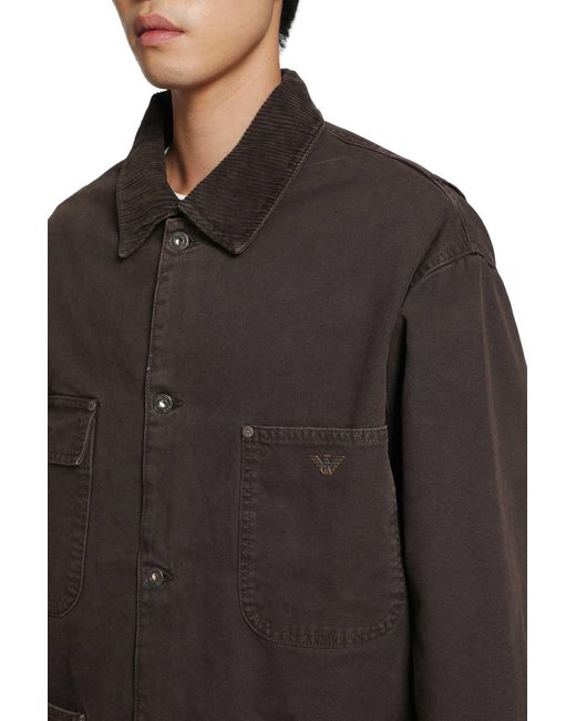 Emporio Armani Black Cotton Canvas Field Jacket for men