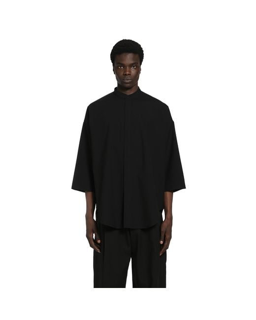Fear Of God Black Mandarin Relaxed Short Sleeve Shirt for men