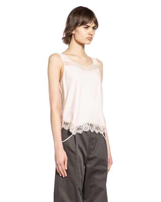 MM6 by Maison Margiela White Mirrored Lace Slip Top
