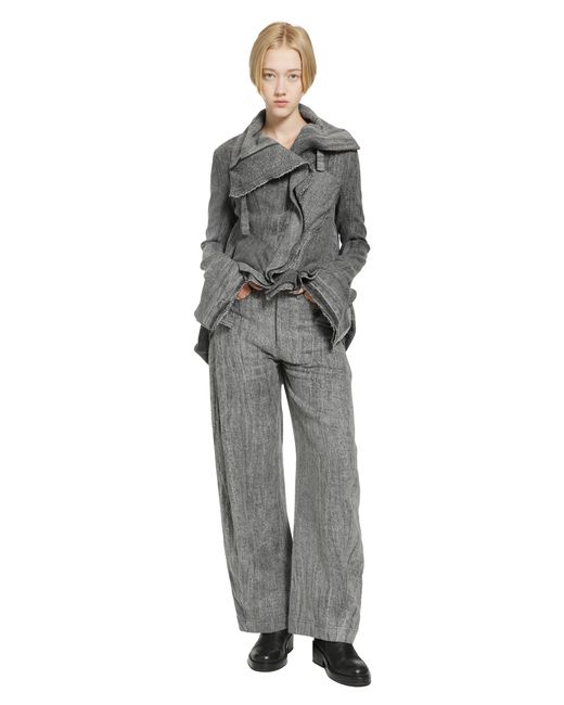 Yehuafan Gray Linen Trousers