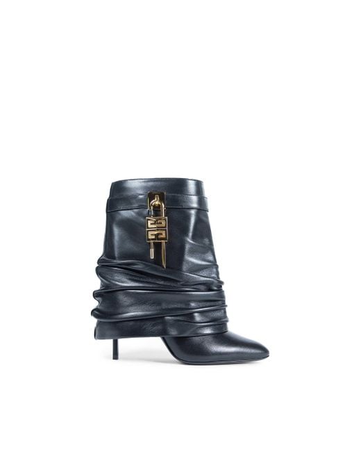 Givenchy Blue Shark Lock Stiletto Ankle Boots