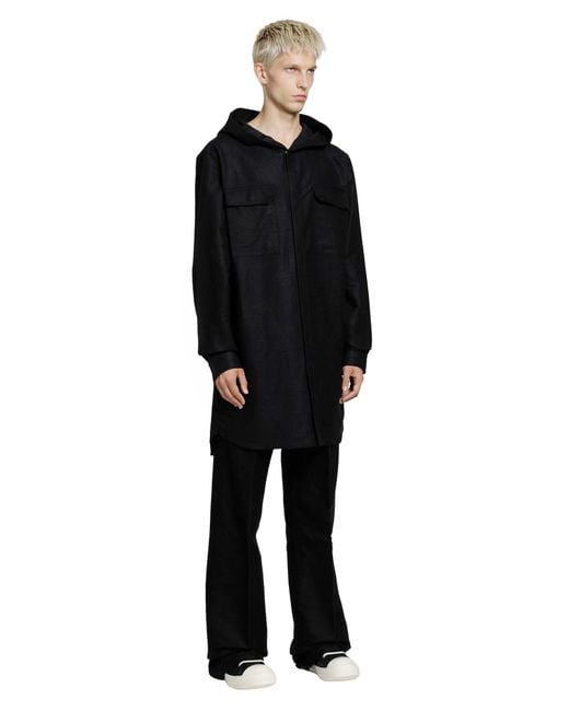 Rick Owens Black Tower Hooded Outershirt for men