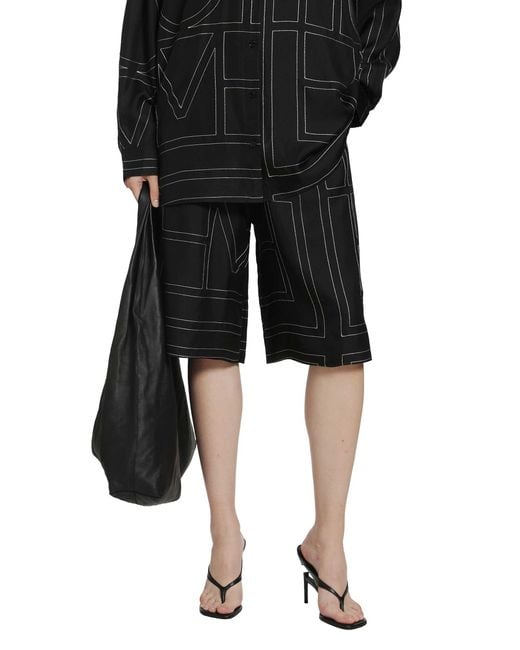Totême Black Monogram Silk Pj Culottes