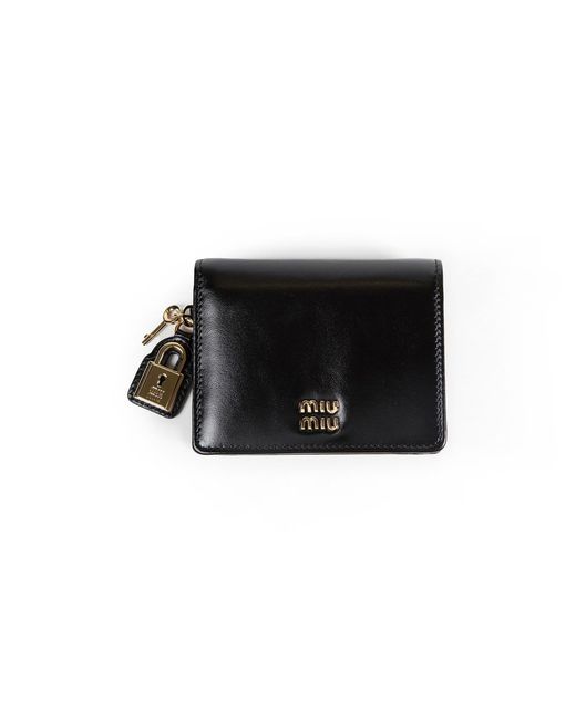 Miu Miu Black Softy Lux Lock Wallet