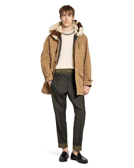 Prada Gray Check Wool Trousers for men