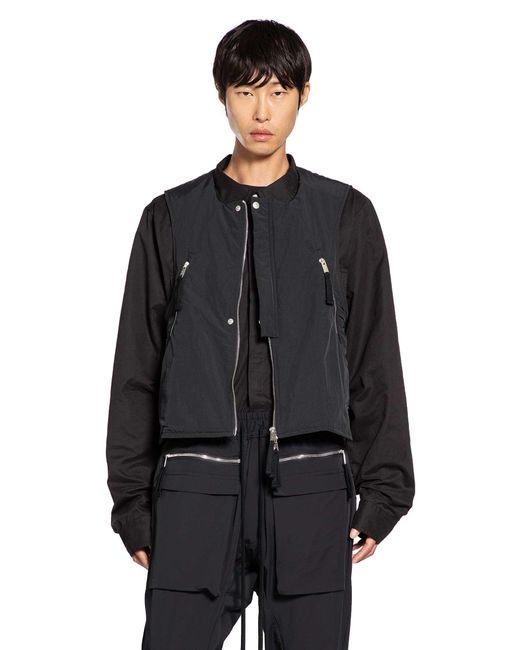 Thom Krom Black Nylon Bomber Vest for men