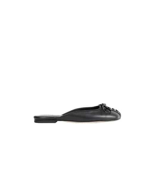 NVL-GARDE Black Lace Up Flat Open Back Ballerinas