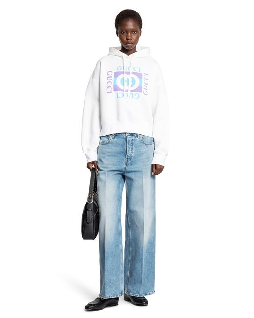 Gucci White Vintage Logo Boxy Hoodie