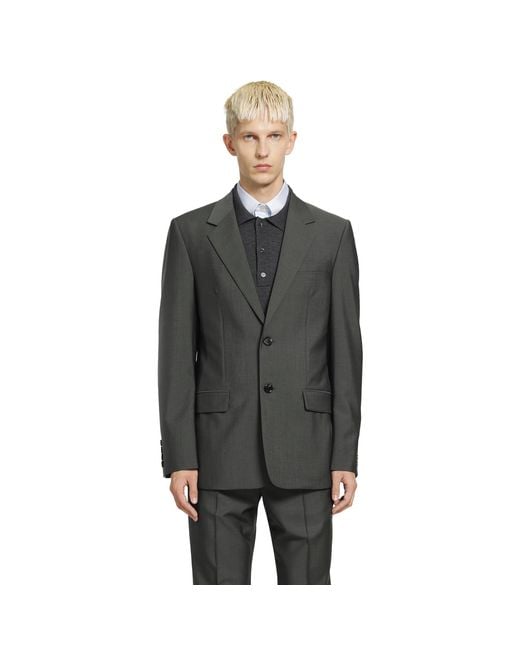 Valentino Gray Single-Breasted Wool Jacket for men