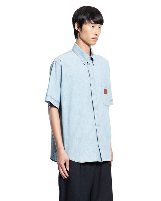 Fendi Blue Shirt In Chambray for men